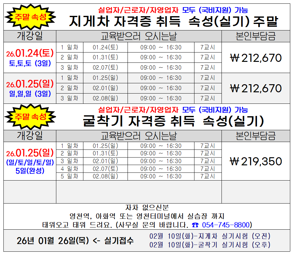 주말 국비지원(속성) 교육과정